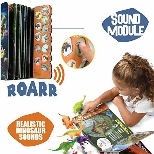 Juego 12 Figuras De Dinosaurios Animales Con Libro Ilustrado