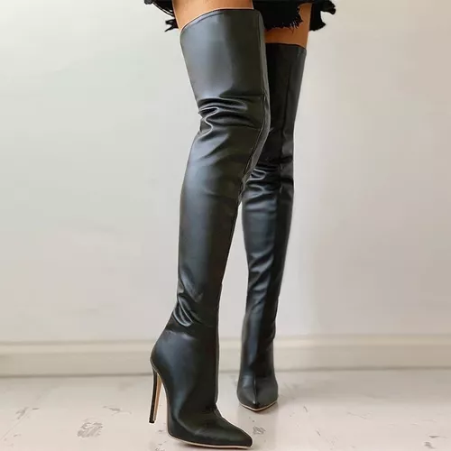 Botas hasta la rodilla de cuero negras de Louis Vuitton Negro ref