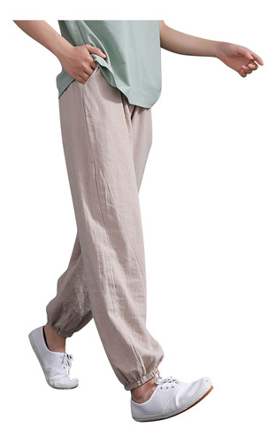 Pantalones Para Mujer De Verano Elásticos De Lino De Cintura