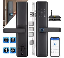Comprar Cerradura inteligente Q5 WIFI, no requiere puerta de enlace, múltiples métodos de apertura, WIFI (APP), APP Bluetooth, huella digital, tarjeta de clave RDIF, contraseña, adecuada para 35 mm a 115 mm
