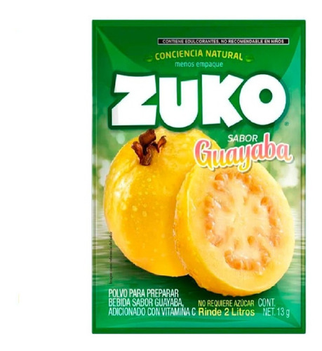 Zuko Polvo Para Bebida Sabor Guayaba De 13 G Rinde 2 Lt