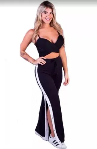 Cal a Pantalona Fenda Listra Bot es Laterais Anita Jogger Frete