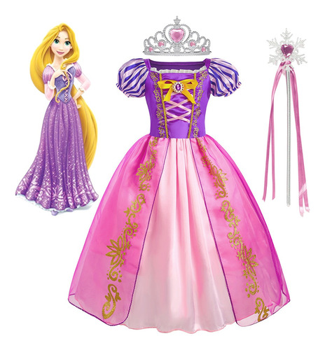 Disfraz De Princesa Rapunzel / Tangled Vestido,niñas Cosplay