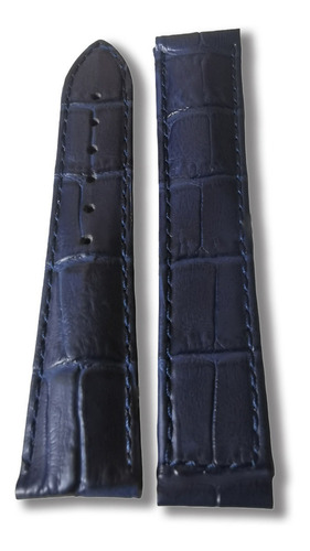 Extensible Correa Azul Piel 18mm Sin Broche Compatible Omega Ancho De La Correa 18 Mm