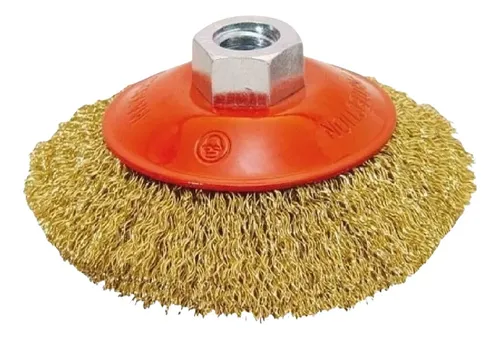comprar Cepillo Conico 100mm Rizado Bronceado Amoladora M14 Aliafor