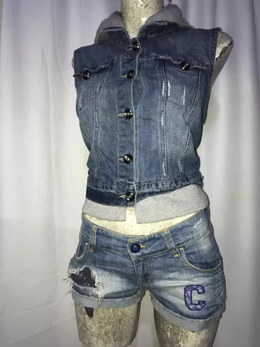 Sexy Chaleco Mezclilla Con Gorro De Tela Opps Jeans