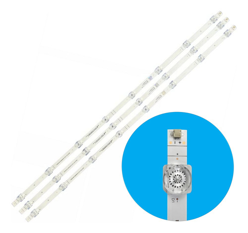 3 Tiras De 8 Leds Compatible Con 43a60gv