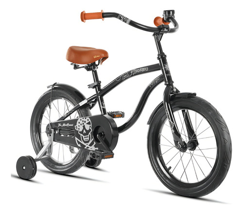 Bicicleta turbo infantil de 16 rodas Buccaneer com rodas, freios pretos, pedal traseiro, freio em V, aço, proteção integral de corrente