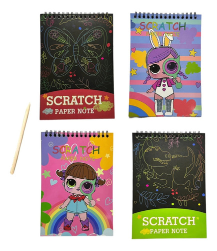 Bloco Caderno Desenho Papel Mágico Colorido Kit 5 Pçs