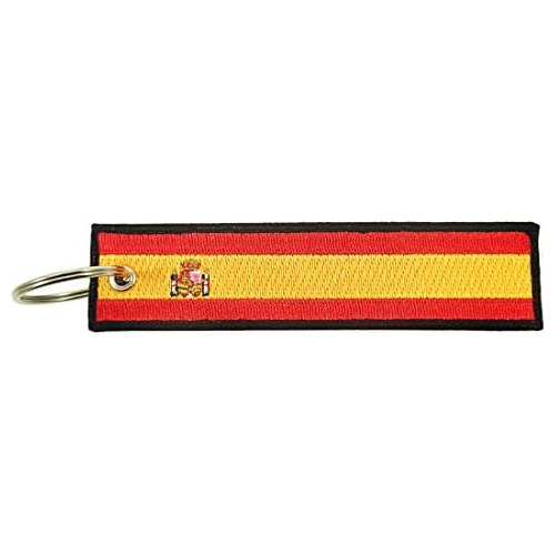 Llavero De Bandera De España, 100% Bordado