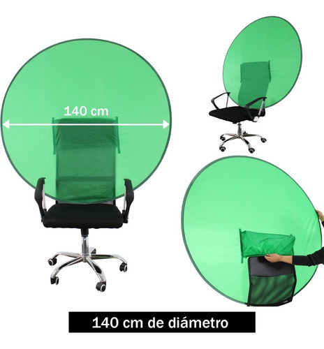 Fundo de tela verde Chroma Key 140 cm redondo dobrável