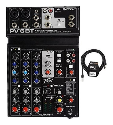 Paquete: Peavey Pv 6bt Pv6bt Pro Mezclador De Audio Con 2 En