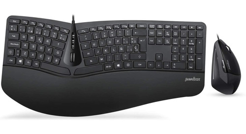 Mouse/teclado Ergonomico Dividido Por Cable | Negro / Per...