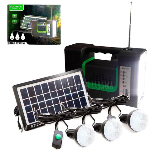 Kit Panel Solar Con Batería Y 3 Bombillos De 3w Carga Usb 5v