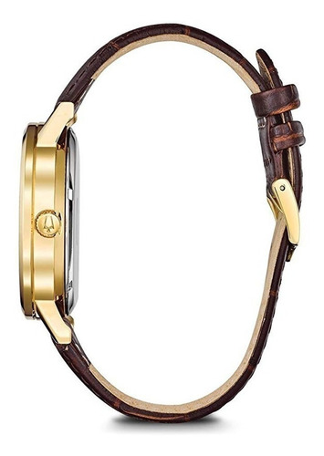 Relógio Bulova Masculino Automático 97c107 Dourado Couro