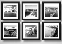 Comprar Set 6 Cuadros Punta Del Este Playas Blanco Y Negro - 33x33cm Marco Negro