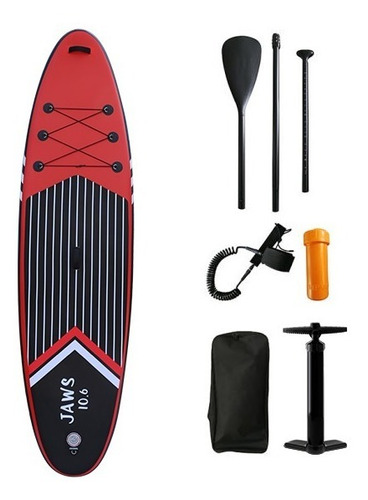 Tabla Stand Up Paddle Sup Inflable Jaws 10.6 Rojo 140 Kg