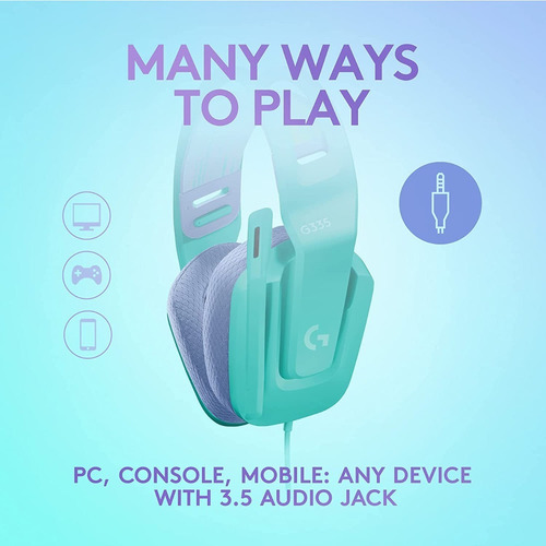Audifono Gamer Logitech G335 Menta Pc/ps4/switch/xbox Color Celeste