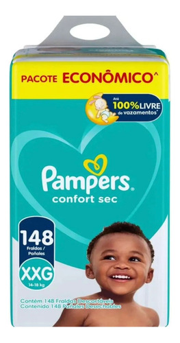 Fraldas Pampers Confort Sec Xxg 148 U Gênero Sem Gênero