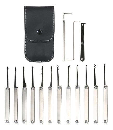 15 Pcs Lock Picking Set Kit De Bloqueo De Acero Inoxidable