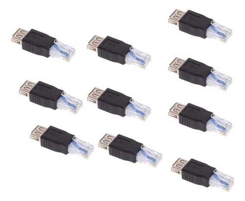 Adaptador Usb Hembra A Ethernet Rj45 Macho De 10 Piezas