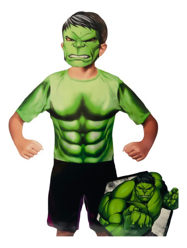 Fantasia Infantil Basica Hulk Com Mascara Marvel Original 