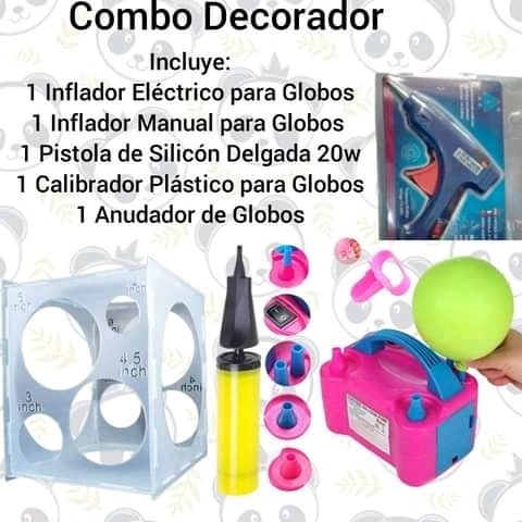 Inflador Electrico Globos + Pistola Silicón + Calibrador 