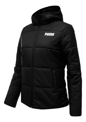 Puma essentials padded long black coat hot sale