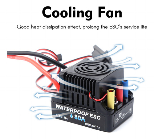 Controlador Eléctrico Esc 2-4s Sin Escobillas De 80 A, Enchu