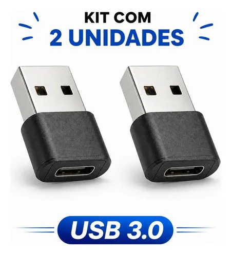 Kit 2 Adaptador Tipo C Usb 3.0 Otg Usb-a - R$ 26,61