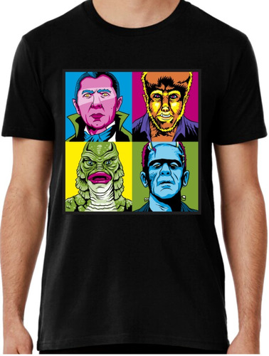 Playera Dracula Frankenstein Hombre Lobo Monstruo Terror Pop