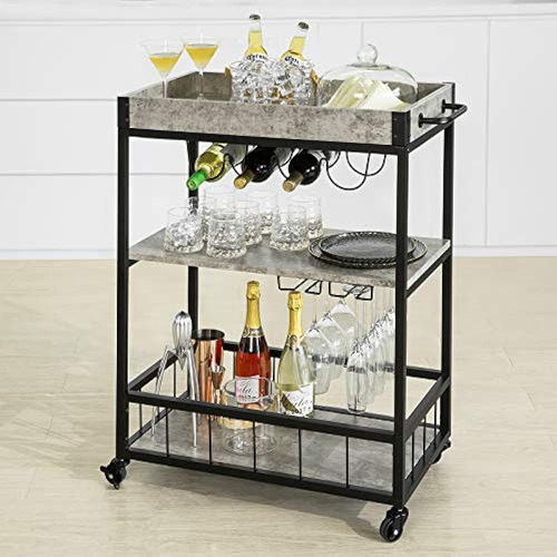 Haotian Fkw56-hg,carro De Servicio De Bar Home Myra Rustic M