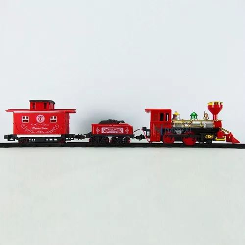 Brinquedo Trenzinho Trem Maria-Fumaça Estilo Clássico Com Pista e Duas  Carretinhas