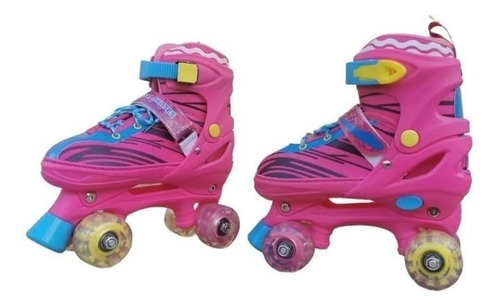 Imagem 4 de 7 de Patins Rosa Quad Luna Infantil +led 4 Rodas À Pronta Entrega