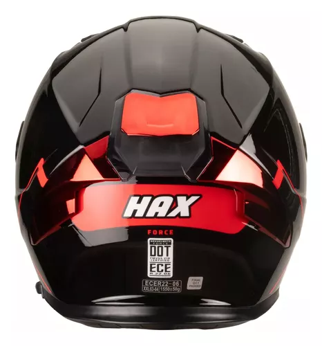 Hax Casco Moto Integral Force Negro Dot + Ece Color Rojo Tamaño del casco  L-Grande