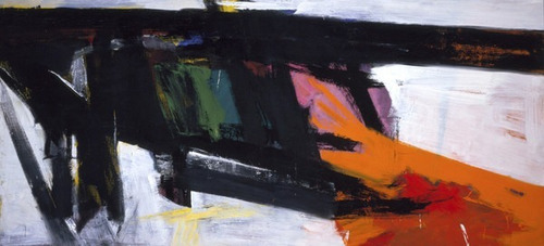 Lienzo Tela Franz Kline  Pared Naranja Y Negra  60x132cm