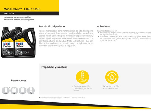 Aceite Sae 50 Mobil Delvac 1350 Mineral Gal Gasolina/diesel