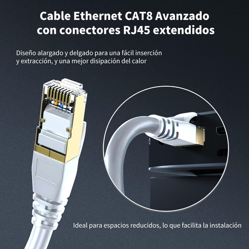 Cable Red Rj45 Ethernet Cat 8 Categoria 8 - 15 Metros Blanco