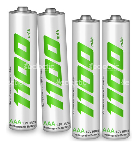 Baterías Pilas Recargables Aaa 1.2v 1100mah X4 Und 