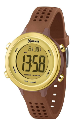 Relógio X-games Xfppd065 Cxnx Feminino Marrom E Dourado