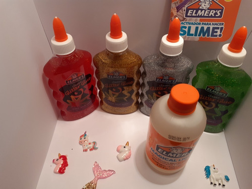 Kit Slime 4 Adhesivos + Activador + 5 Charms Elmers Original