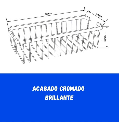 Imagen 3 de 10 de Estante Recto Repisa Baño Ducha Cromo Brillan Jabonera Recta