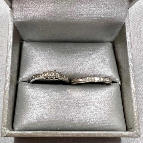 Anillos De Boda Oro Blanco 10k Y Diamantes Para Mujer