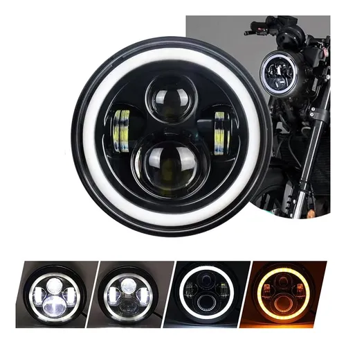 comprar 1 Farol De Led Moto 7 Polegadas Angel Eye Drl Auxiliar