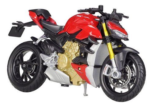 L Ducati Super Naked V4s Miniatura Metal Moto Con Base 1/18