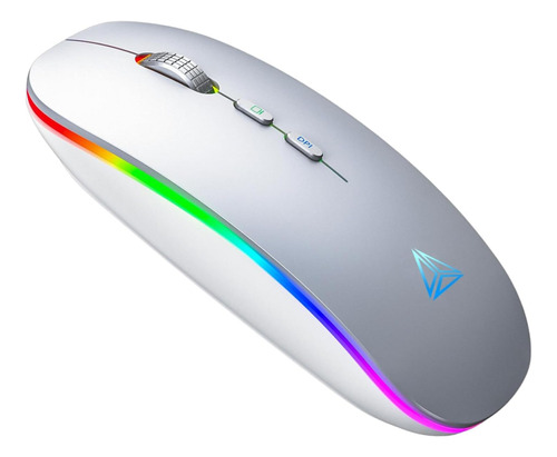 Mouse Inalámbrico Uineer Led Rgb, Bluetooth, Plateado