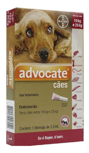 Pipeta antiparasitario para pulga Bayer Advocate para perro de 10kg a 25kg