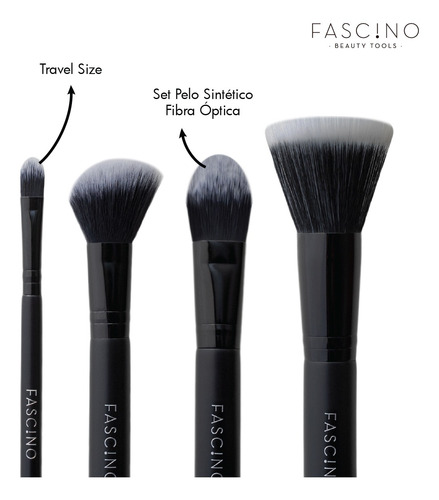 Imagen 2 de 5 de Set 4 Brochas Y Pinceles Makeup Crueltyfree+brochero Fascino