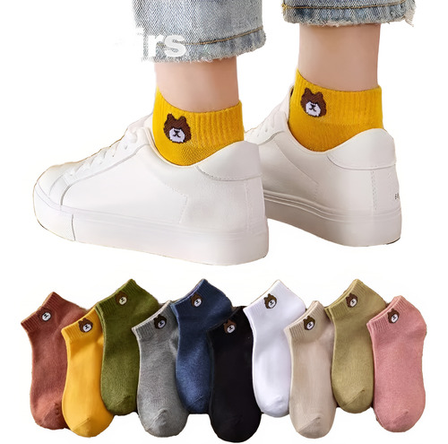 Calcetines Mujer Cómodo Transpirable Calcetas Corta 10 Pares