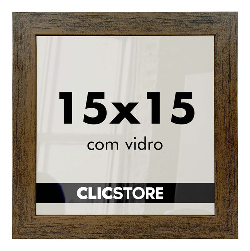 Kit 10 Moldura 15x15 Quadro Foto Poster Imagem Com Vidro Cor Marrom Marrom